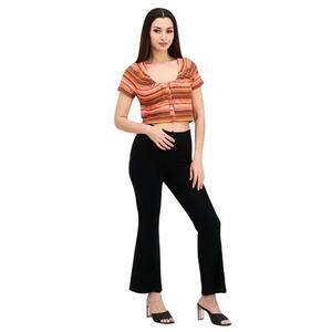 BCBGeneration Variegated Striped Top NWT $78 Short Sleeve Cropped Size M